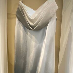 Jump Drape Neck Long Dress - Gray, White, Black Ombre Sheath, Size 9/10